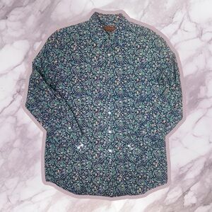 Tori Richard Men’s Long Sleeve Cotton Button-Down Shirt in Navy Blue “Lawn” Sz M